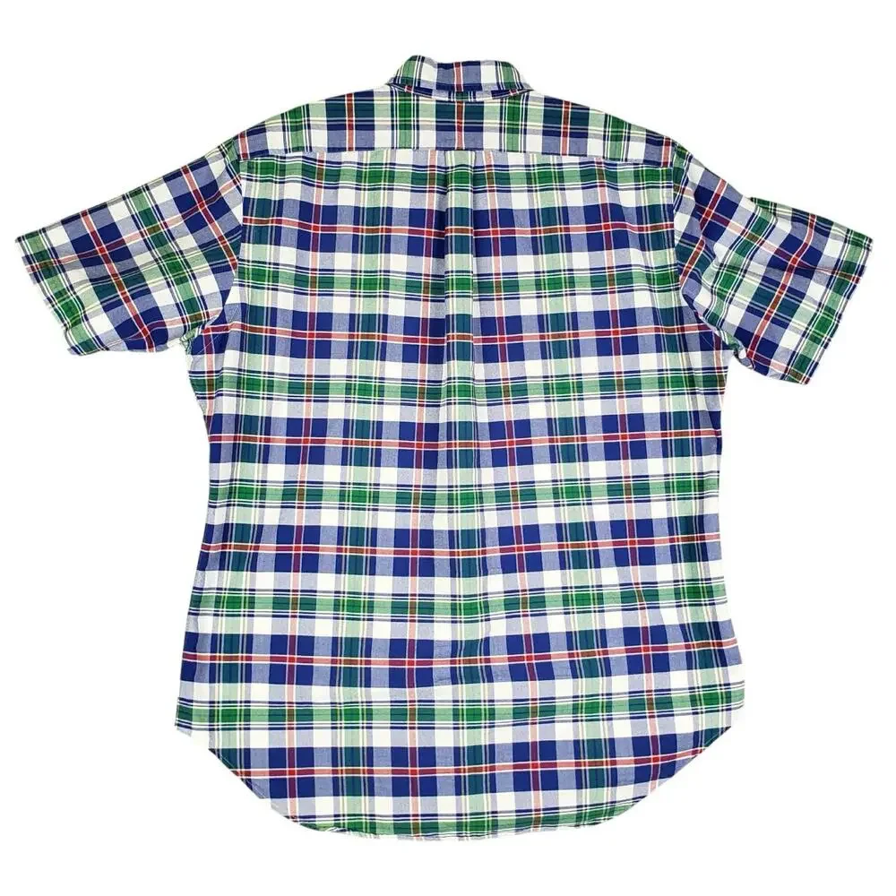 Polo Ralph Lauren Shirt Oxford Men's Large L Blue Red Plaid SS Button Down